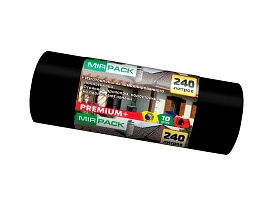 Мешки для мусора 240 л, ароматизированные, черные, в рулоне 10 шт., ПВД 45 мкм, 1300х930 мм, PREMIUM+, 24010830 в Новомосковске