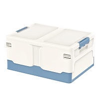 Ящик пластиковый складной белый, дно синее, 480х360х240 мм в Новомосковске
