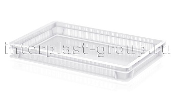 Ящик для полуфабрикатов перфорированные стенки сплошное дно белый в Новомосковске