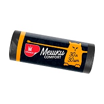 Мешки для мусора 30 л, черные, в рулоне 30 шт., ПНД, 7 мкм, 560х480 мм, Comfort, М0291 (МН 30-30ч) в Новомосковске