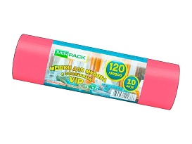 Мешки для мусора 120 л, с завязками, красные, в рулоне 10 шт., ПНД, 15 мкм, 800х750 мм, VIP, Z12010red в Новомосковске