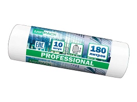 Мешки для мусора 180 л, прозрачные, в рулоне 10 шт., ПВД, 30 мкм, 1100х930 мм, PROFESSIONAL, 180104408 в Новомосковске