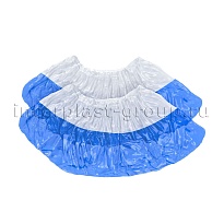 Бахилы бело-синие 1000 шт (500 пар), 48 мкм, двойная подошва, с одной резинкой, Эконом+ в Новомосковске