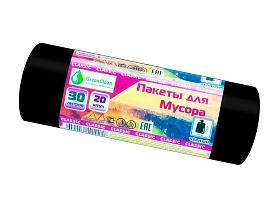 Мешки для мусора 30 л, черные, в рулоне 20 шт., ПНД, 7 мкм, 600х500 мм, MIRPACK Classik, 302040 в Новомосковске