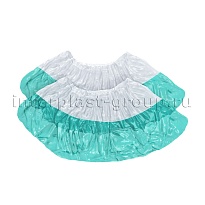 Бахилы бело-бирюзовые 1000 шт (500 пар), 48 мкм, двойная подошва, с одной резинкой, Эконом+ в Новомосковске