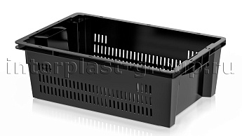 Ящик универсальный для овощей, фруктов и хлеба перфорированные стенки сплошное дно черный в Новомосковске