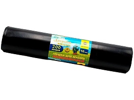 Мешки для мусора 200 л, ароматизированные, черные, в рулоне 10 шт., ПВД, 100 мкм, 1200х800 мм, Добрыня, Dob20010black в Новомосковске