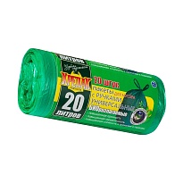 Мешки для мусора 20 л, биоразлагаемые, с ручками, черные, в рулоне 30 шт., ПНД, 10 мкм, 550х440 мм, Крепак, 4607075710047 в Новомосковске