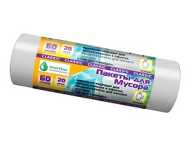 Мешки для мусора 60 л, белые, в рулоне 20 шт., ПНД, 7 мкм, 700х600 мм, MIRPACK Classik, 602052 в Новомосковске