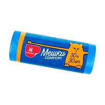 Мешки для мусора 30 л, синие, в рулоне 30 шт., ПНД, 7 мкм, 560х480 мм, Comfort, М0031 (МН 30-30с) в Новомосковске