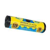 Мешки для мусора 120 л, с ушками, черные, в рулоне 10 шт., ПНД, 13 мкм, 1050х680 мм, Крепакоф, 4607075710252 в Новомосковске Мешки для мусора 120 л, с ушками, черные, в рулоне 10 шт., ПНД, 13 мкм, 1050х680 мм, Крепакоф, 4607075710252 в Новомосковске