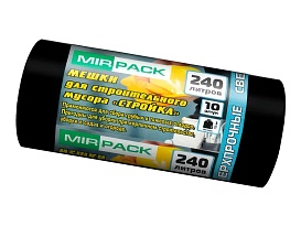 Мешки для мусора 240 л, ароматизированные, черные, в рулоне 10 шт., ПВД 70 мкм, 1300х930 мм, СТРОЙКА, S24010130 в Новомосковске