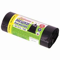 Мешки для мусора 30 л, черные, в рулоне 30 шт., ПНД, 7 мкм, 550х480 мм, Любаша, 608089 в Новомосковске