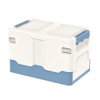 Ящик пластиковый складной белый, дно синее, 370х240х240 мм в Новомосковске