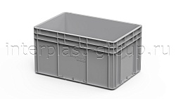 Евроконтейнер закрытые ручки/сплошное дно 600х400х320 серый