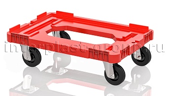 Тележка пластиковая с отверстием без тормозов красная в Новомосковске Тележка пластиковая с отверстием без тормозов красная в Новомосковске