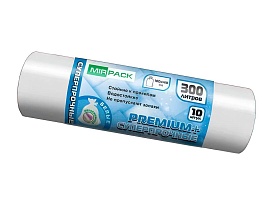 Мешки для мусора 300 л, белые, в рулоне 10 шт., ПВД 70 мкм, 1400х1000 мм, PREMIUM+, 300101602 в Новомосковске