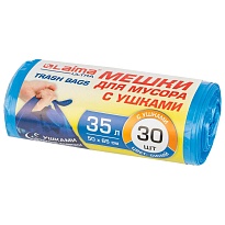 Мешки для мусора 35 л, с ушками, синие, в рулоне 30 шт., ПНД, 11 мкм, 650х500 мм, LAIMA ULTRA, 607684 в Новомосковске Мешки для мусора 35 л, с ушками, синие, в рулоне 30 шт., ПНД, 11 мкм, 650х500 мм, LAIMA ULTRA, 607684 в Новомосковске