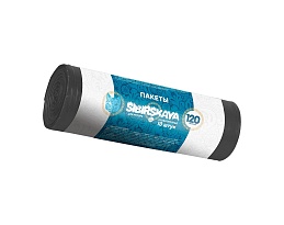 Мешки для мусора 120 л, черные, в рулоне 10 шт., ПНД, 14 мкм, 1100х700 мм, SIBIRSKAYA, 101-008 S в Новомосковске