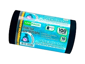 Мешки для мусора 100 л, черные, в рулоне 10 шт., ПВД, 70 мкм, 1000х600 мм, PREMIUM+, 1001076 в Новомосковске