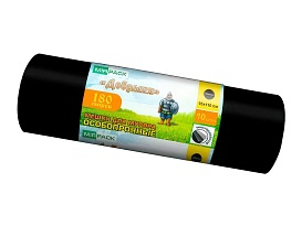 Мешки для мусора 180 л, ароматизированные, черные, в рулоне 10 шт., ПВД, 100 мкм, 1100х930 мм, Добрыня, Dob18010black в Новомосковске